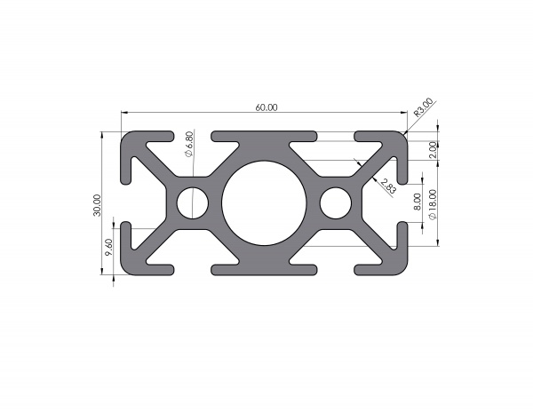 Aluminum profile 60x30 groove 8 I-type Black